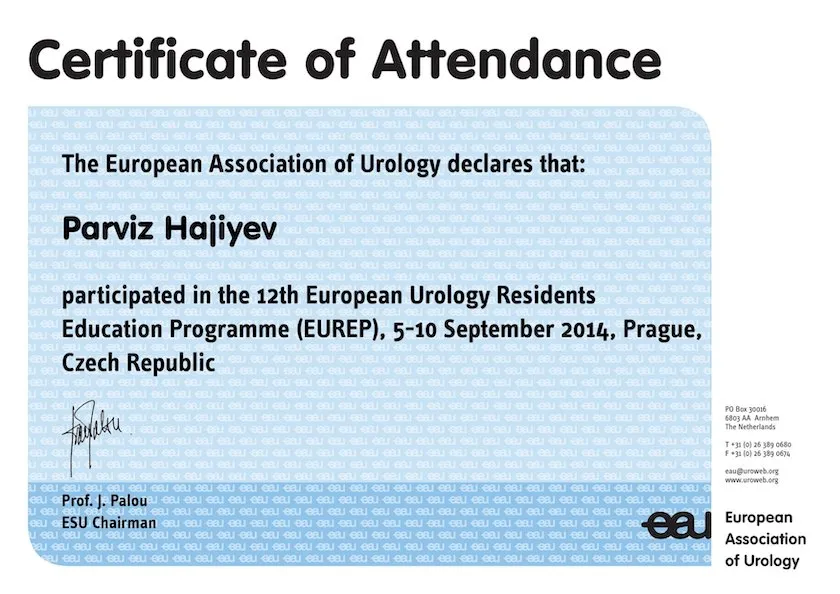 European Urology Residents Education Programme (EUREP), Prague